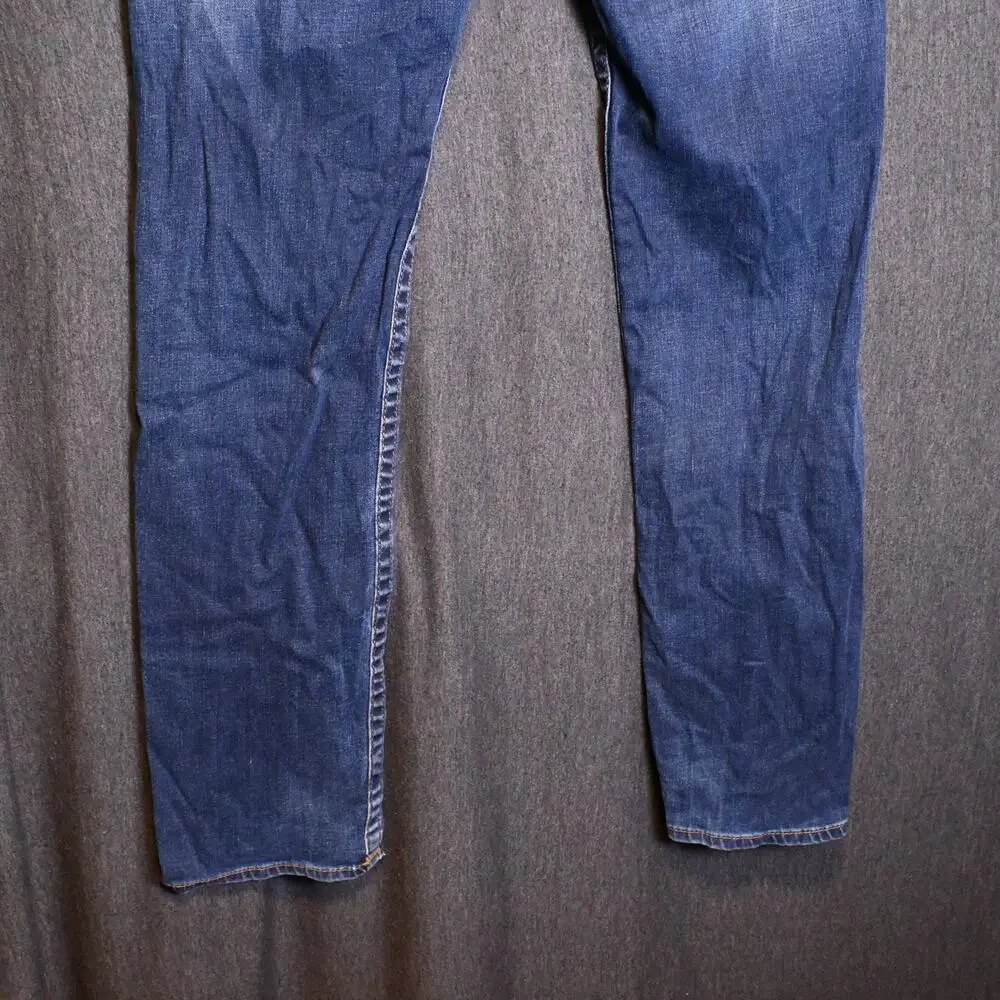 True Religion Men's 33 (33x30) Skinny Denim Distressed Jeans Faded Wash Western